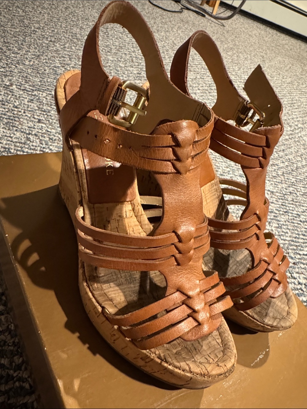 Audrey Brooke Medium Brown Wedge Sandals